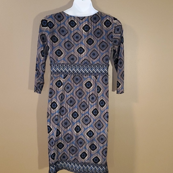 Gray and blue drape neck dress - Picture 2 of 3